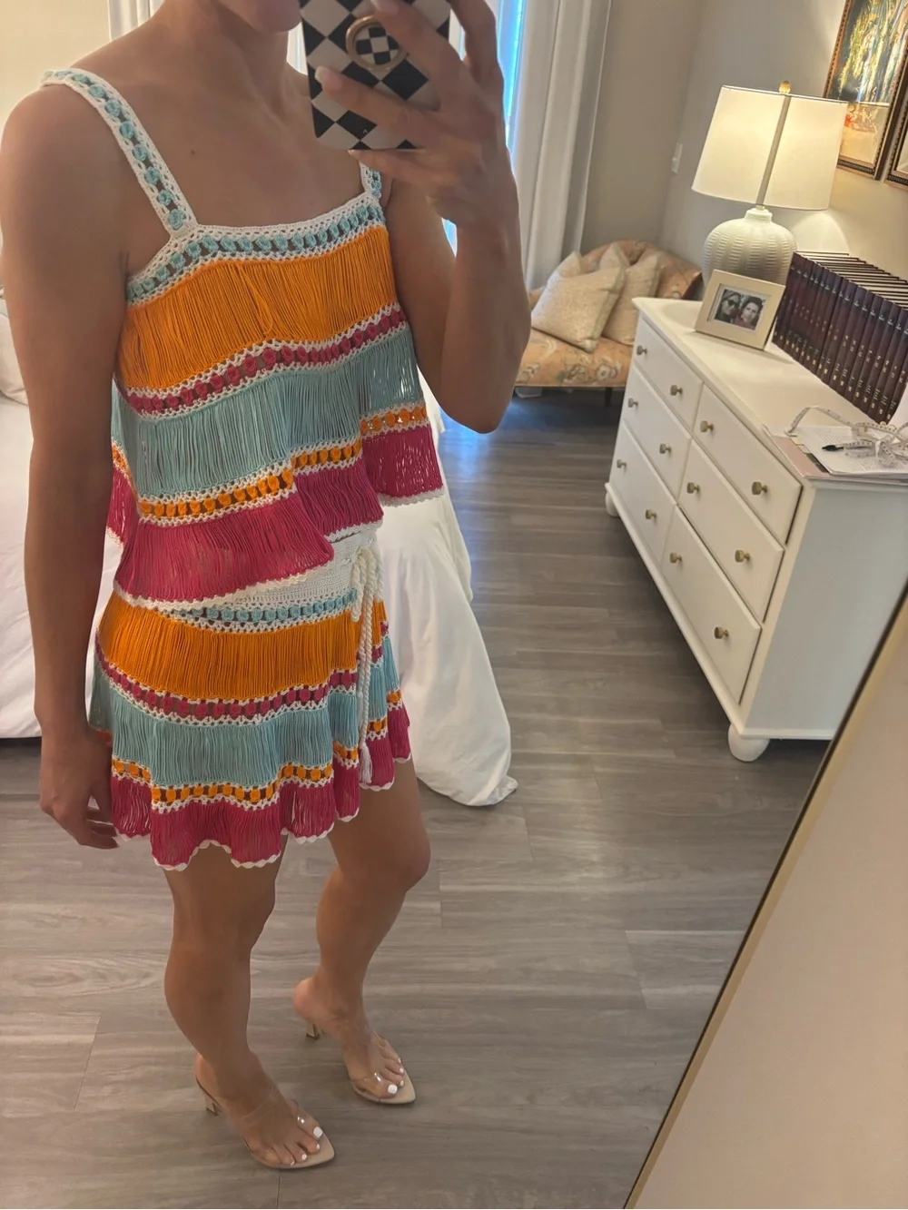 🧡 My Beachy Side Handmade Crochet Fringe Set — Top (M) / Skirt (S)